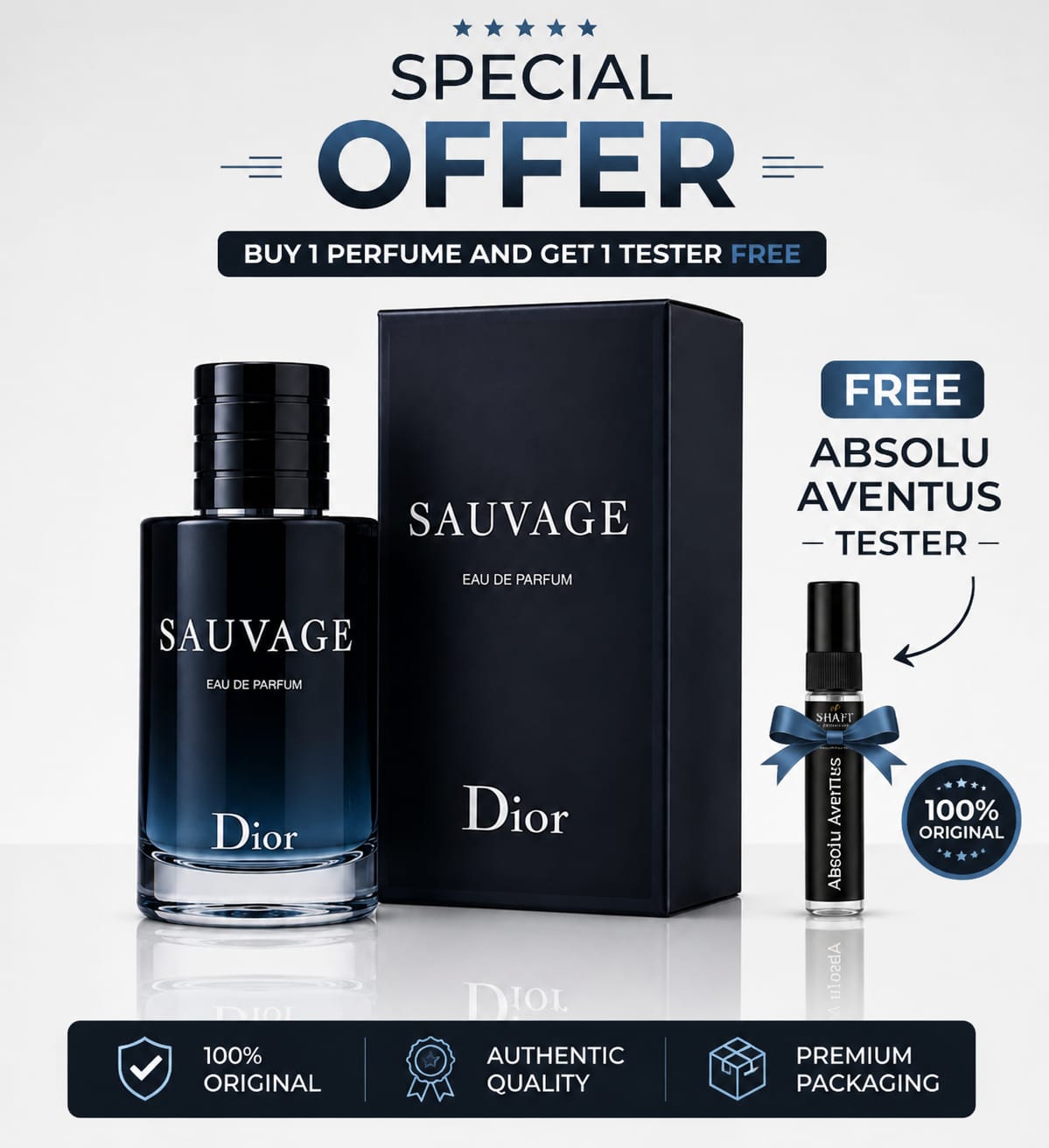 Dior Sauvage Eau de Parfum (100ml) + Free Absolu Aventus Tester
